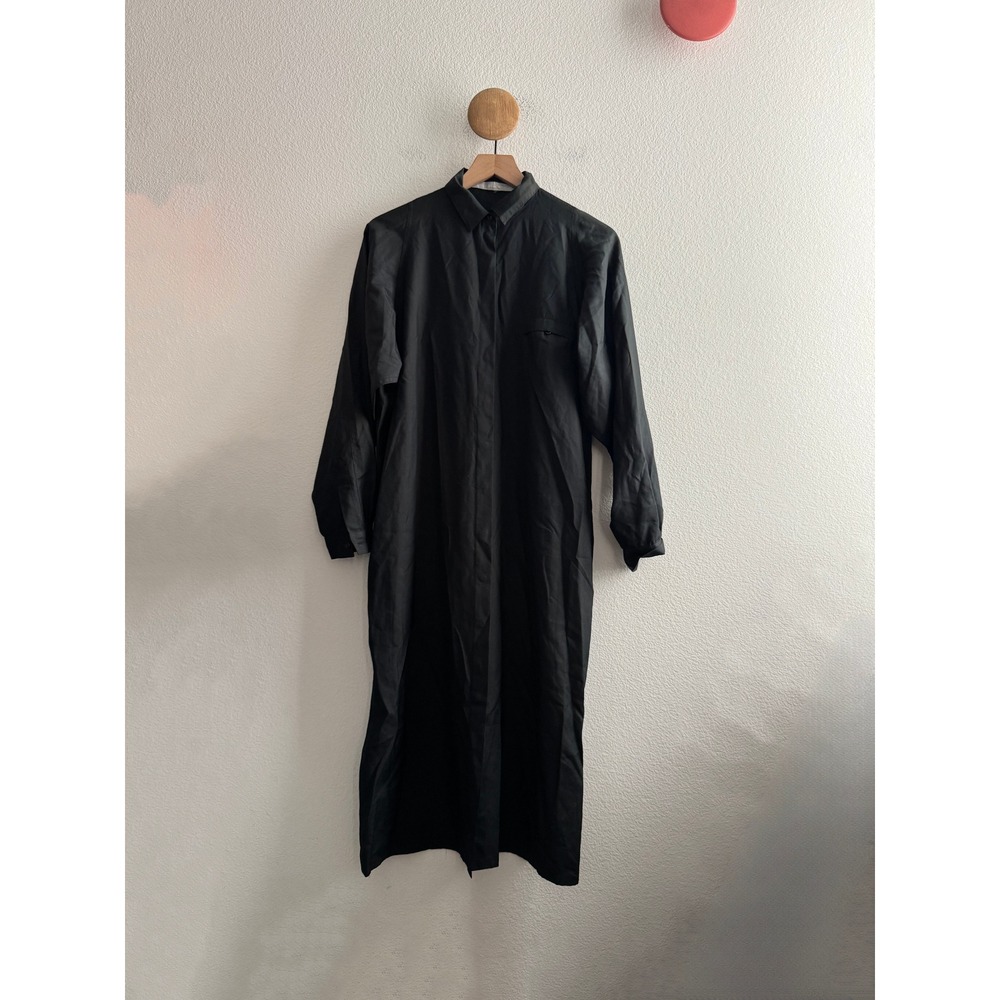 Vintage Jerry Regenbogen Black Long Sleeve Maxi Shirt Dress Size 10